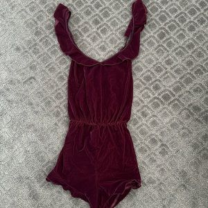 Victoria Secret Burgundy Velvet Sleep Romper